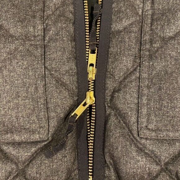 J. Crew Quilted Feather Down Double Zip Vest Charcoal Grey Womens XS - Picture 6 of 9